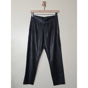 Commando Black Faux Leather Jogger Pants Womens XS Cropped Raw Hem